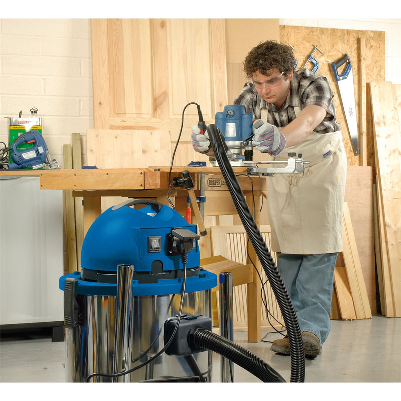 Draper Wet & Dry Vacuum Cleaner with Stainless Steel Tank, 50L, 1400W & 230V Pow Draper - Dynamic Drive
