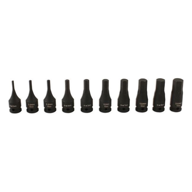 Laser Impact Hex Socket Bit Set 1/4"D 10pc 7838 Laser - Dynamic Drive