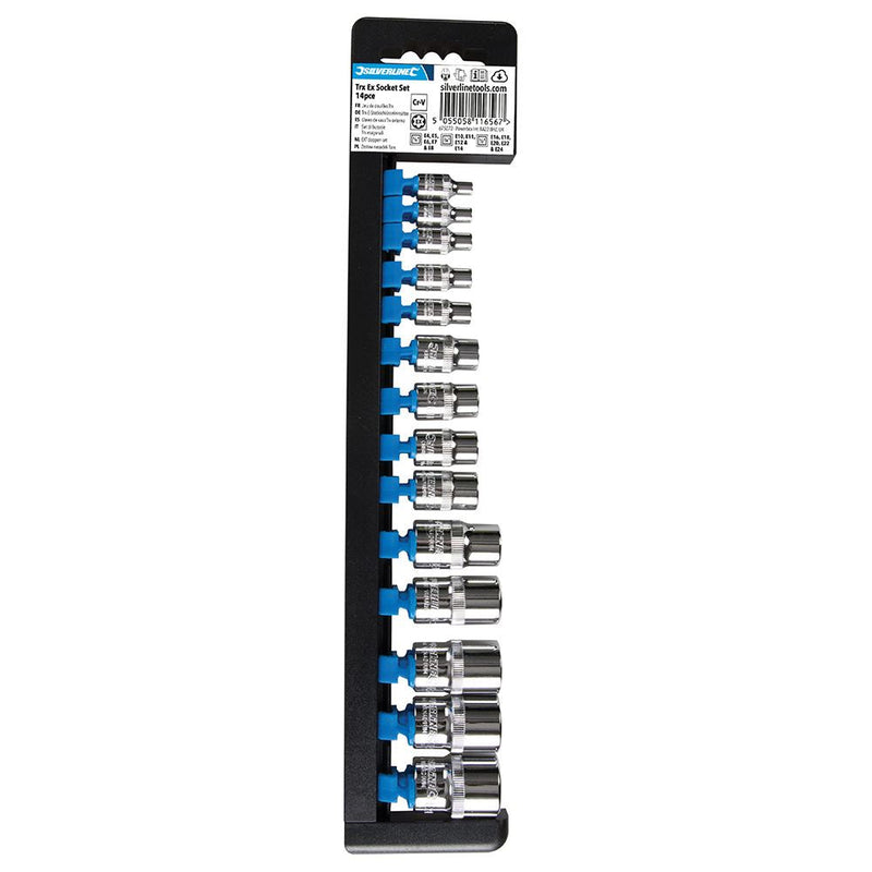 Silverline E4-E24 Socket Extension Set 14pce E4 - E24 Silverline - Dynamic Drive