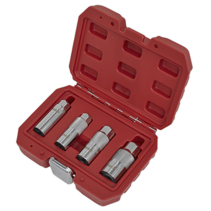 Sealey Spark Plug Socket Set 4pc 3/8" Drive 14mm 16mm 21mm Sockets Thin Wall Sealey  - Dynamic Drive