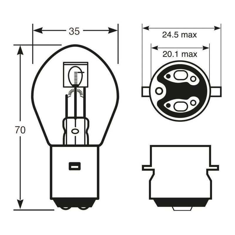 1x Ring BA20D 6v 25/25w Bosch Headlamp Headlight Bulb - R392 Ring  - Dynamic Drive