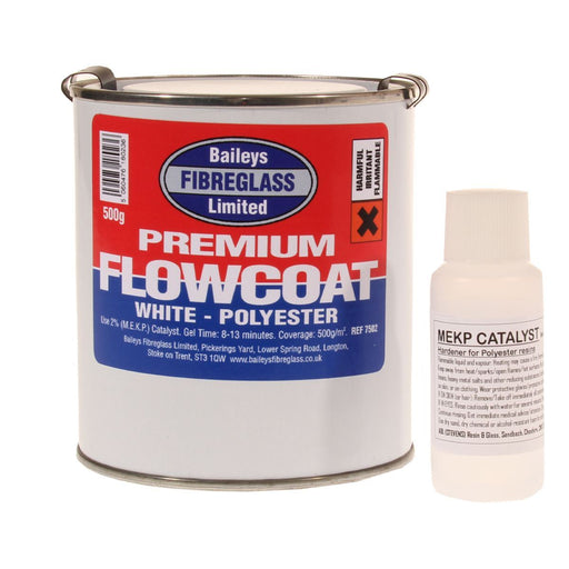 Baileys Fibreglass Flowcoat / Topcoat Brilliant White 500g for Professional Res Baileys - Dynamic Drive