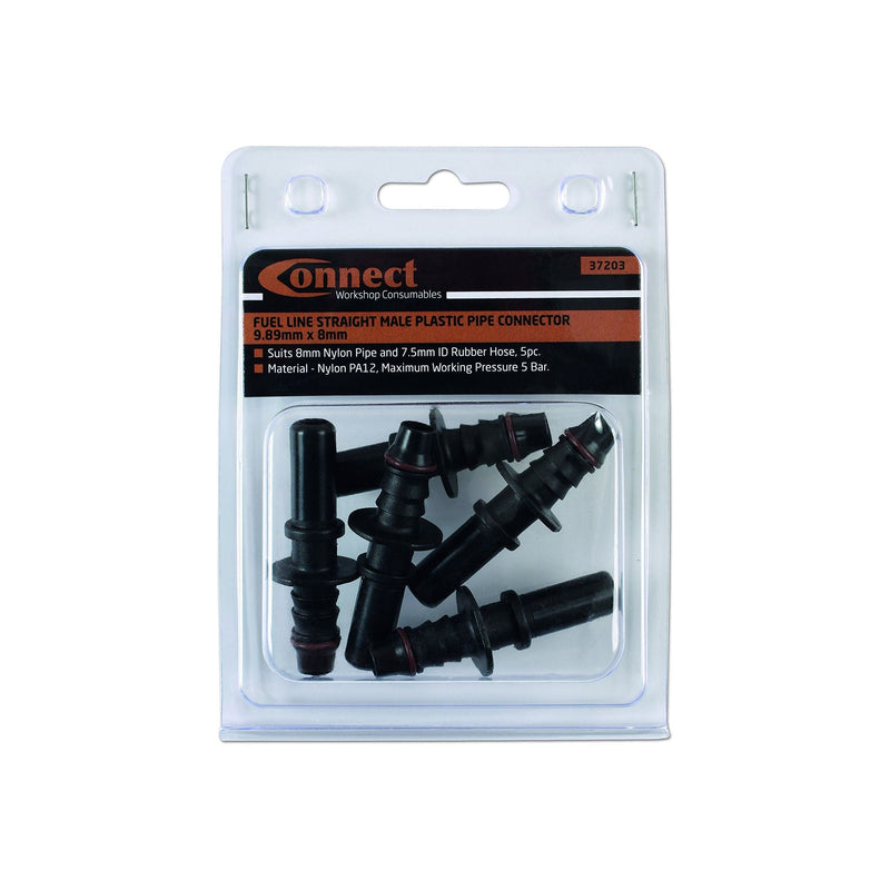 Connect Straight Male Plastic Pipe Connector 9.89 x 8mm 5pc 37203 Tool Connection - Dynamic Drive