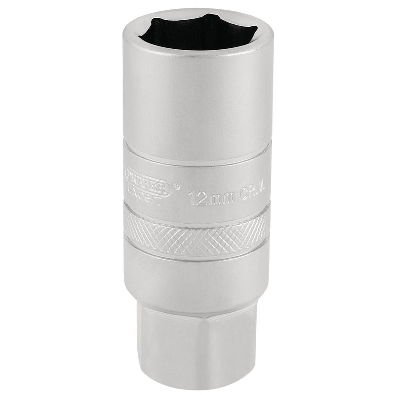 Draper 12mm Thread 6 Point Satin Chrome Spark Plug Socket, 3/8" Sq. Dr., 18mm Draper - Dynamic Drive