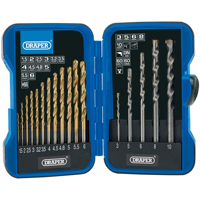 Draper Metric Combined HSS and Masonry Drill Bit Set (17 Piece) 18551 Draper - Dynamic Drive