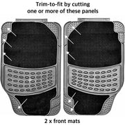 4 PCS Car Mats Rubber & Carpet Black Universal Fit Heavy Duty Non Slip Sakura  - Dynamic Drive