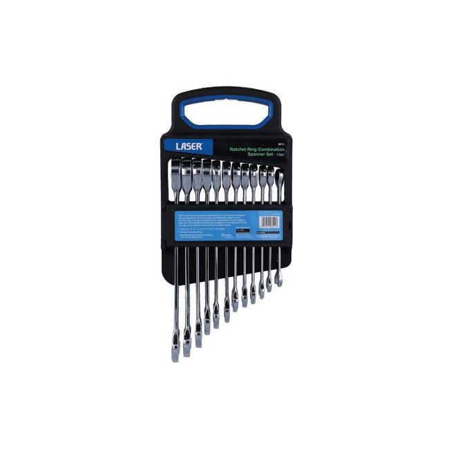 Laser Ratchet Ring Combination Spanner Set 12pc 8511 Laser - Dynamic Drive