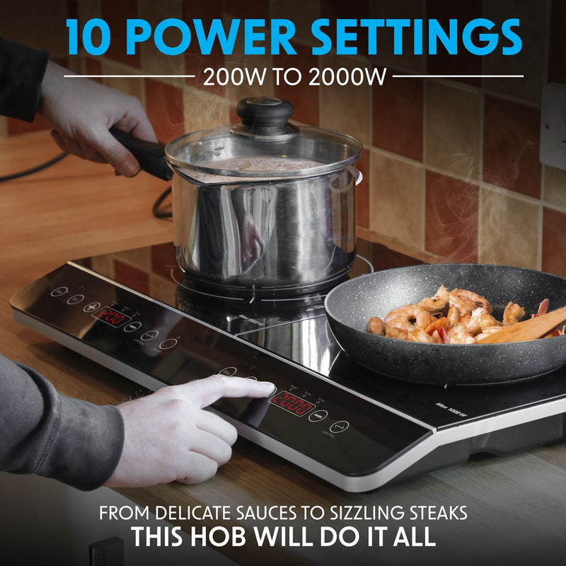 Baridi Portable Induction Hob with 2 Cooking Zones 60 x 36 x 6.5cm - Black Baridi - Dynamic Drive