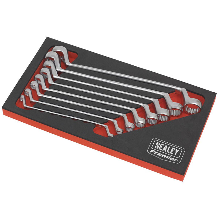 Sealey Premier 8pc Cold Stamped Offset Double End Ring Spanner Set Metric 6-22mm Sealey  - Dynamic Drive
