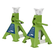 Sealey AXLe Stands (Pair) 3 Tonne Capacity per Stand Ratchet Type Hi-Vis Green Sealey - Dynamic Drive