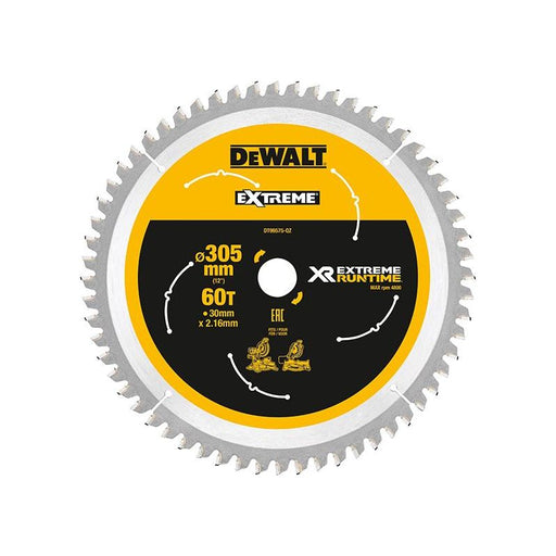 Dewalt Power Tools XR FlexVolt Mitre Saw Blade 305 x 30mm x 60T DeWALT Power Tools - Dynamic Drive