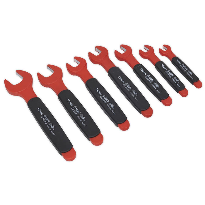 Sealey Insulated Open-End Spanner Set 7pc VDE Approved AK63171 Sealey - Dynamic Drive