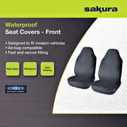 Car Seat Protector Front Set Cover Non-slip Waterproof Universal Fit Airbag Van Sakura  - Dynamic Drive