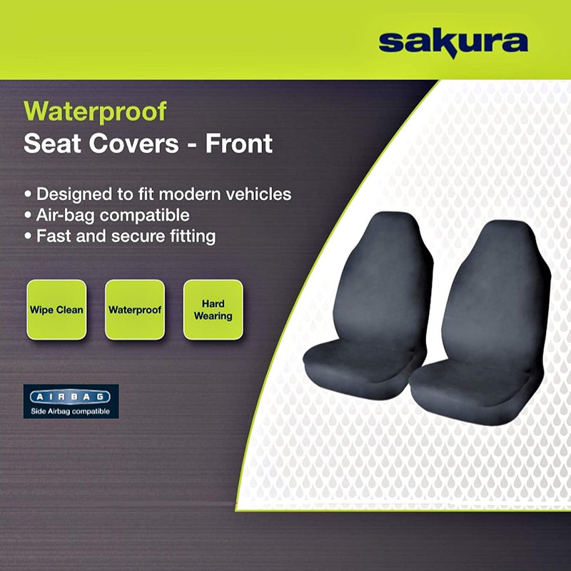 Car Seat Protector Front Set Cover Non-slip Waterproof Universal Fit Airbag Van Sakura  - Dynamic Drive