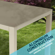 Dellonda Aluminium Garden Dining Table with Tempered Glass & Parasol Hole Dellonda - Dynamic Drive