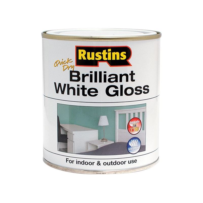 Rustins Quick Dry Brilliant White Gloss 1 Litre Rustins - Dynamic Drive