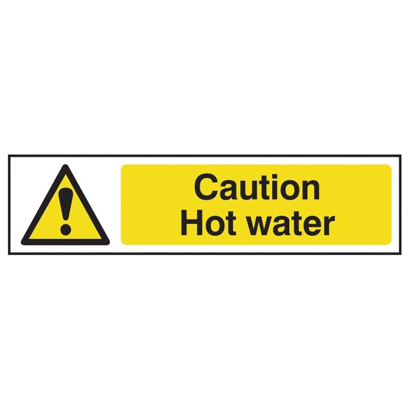 Scan Caution Hot Water - PVC Sign 200 x 50mm Scan - Dynamic Drive