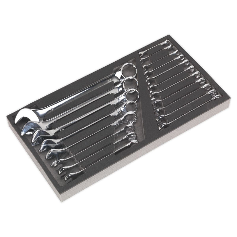 Sealey Tool Tray with Combination Spanner Set 19pc Metric S01123 Sealey - Dynamic Drive