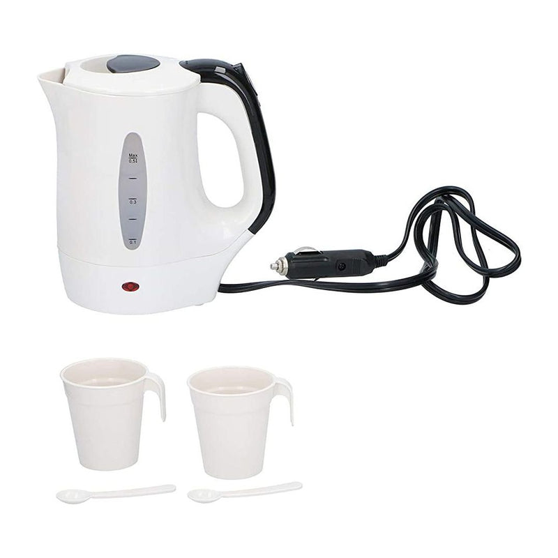 All Ride Truckers 24V Kettle 0.5Ltr 300W Water Heater Truck Lorry W Cups Spoons All Ride - Dynamic Drive
