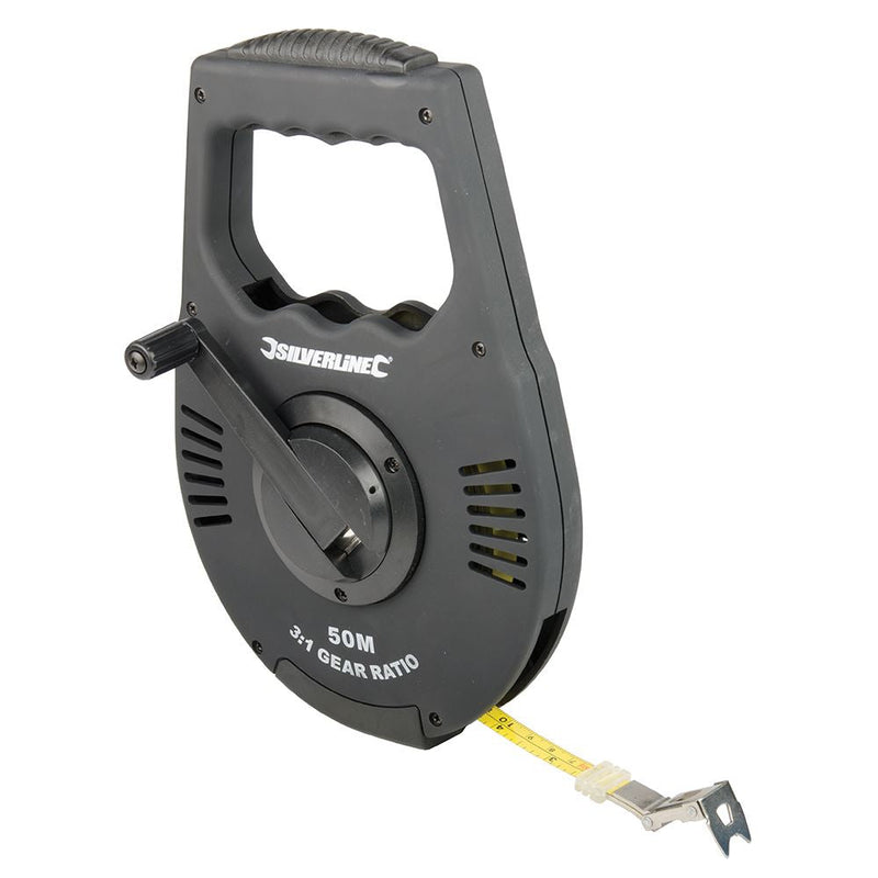 Silverline Geared Surveyors Tape 50m / 165ft x 12mm Silverline - Dynamic Drive