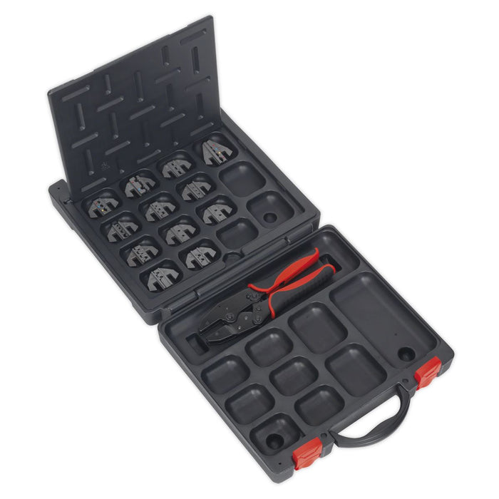 Sealey Ratchet Crimping Tool with Jaws and Storage Case AK3858COMBO Sealey - Dynamic Drive
