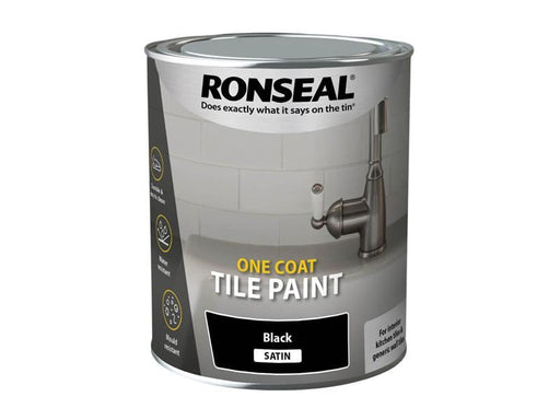 Ronseal One Coat Tile Paint Black Satin 750ml Ronseal - Dynamic Drive