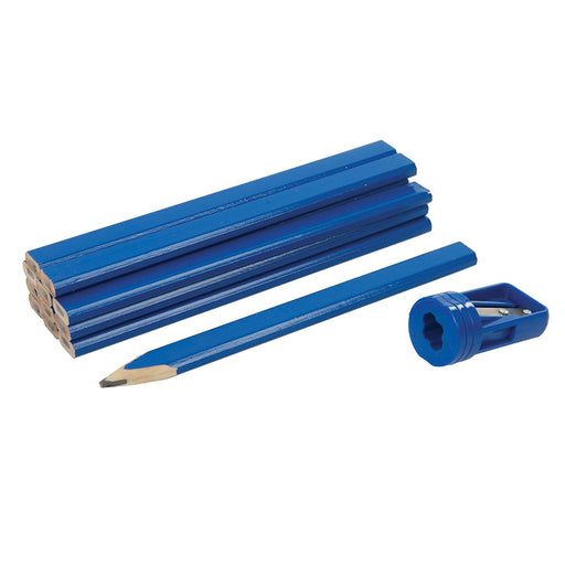 Silverline Carpenters Pencils & Sharpener Set 13pce 175mm Silverline - Dynamic Drive