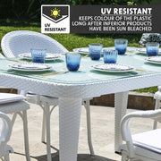 Dellonda Dining Tables with Tempered Glass Top 150 x 90 x 76cm - Ivory White Dellonda - Dynamic Drive