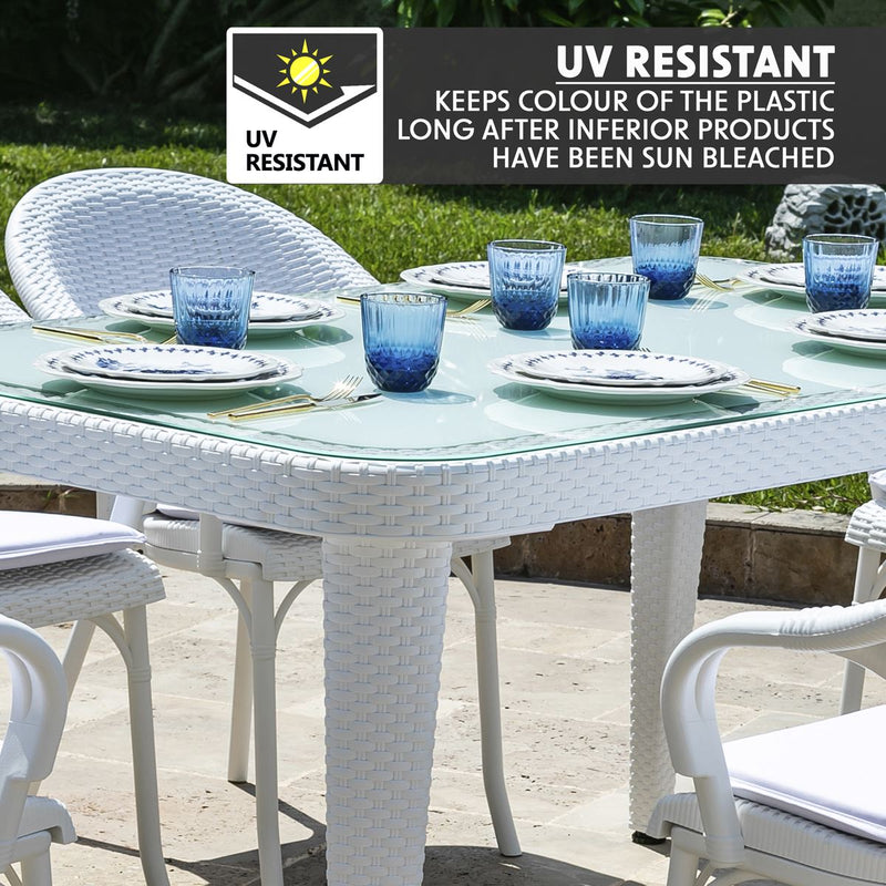 Dellonda Dining Tables with Tempered Glass Top 150 x 90 x 76cm - Ivory White Dellonda - Dynamic Drive