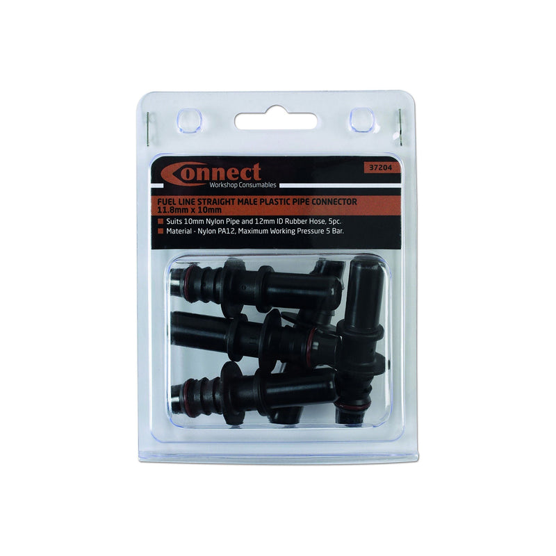 Connect Straight Male Plastic Pipe Connector 11.8 x 10mm 5pc 37204 Tool Connection - Dynamic Drive