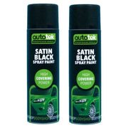 2 X Autotek Satin Black Paint Spray Aerosol 500Ml High Coverage Satin Black Autotek  - Dynamic Drive