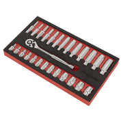Sealey Ratchet Wrench & Socket Set 27pc 1/4"Sq Drive AK66721 Sealey - Dynamic Drive
