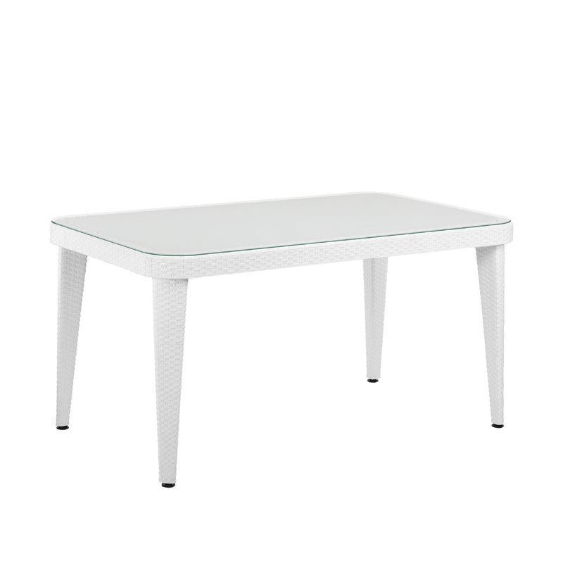 Dellonda Dining Tables with Tempered Glass Top 150 x 90 x 76cm - Ivory White Dellonda - Dynamic Drive