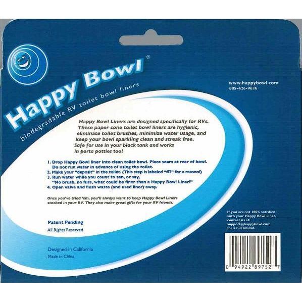 Happy Bowl Biodegradable Toilet Bowl Liners Original 50 Liners in a Box Caravan Happy Bowl  - Dynamic Drive