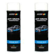 2 X Motip White Stone Chip Anti Gravel Aerosol Spray Paint Oversprayable Motip  - Dynamic Drive