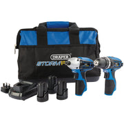 Draper Storm Force 10.8V Power Interchange Drill and Driver Twin Kit, 3 x 1.5Ah Draper - Dynamic Drive