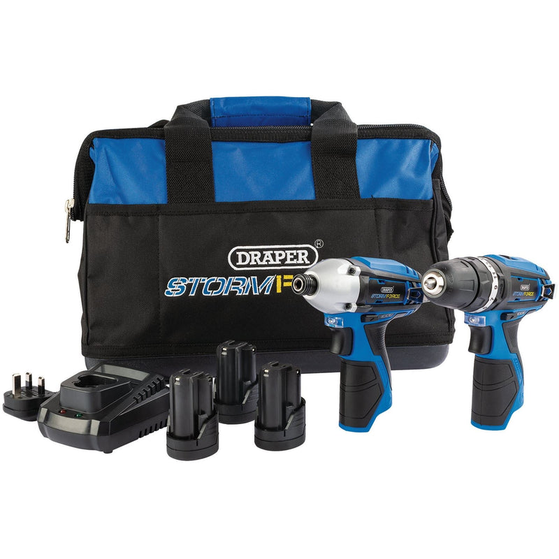 Draper Storm Force 10.8V Power Interchange Drill and Driver Twin Kit, 3 x 1.5Ah Draper - Dynamic Drive