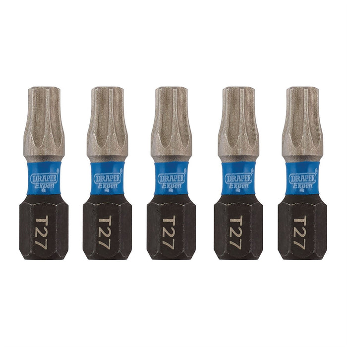 Draper Expert TX-STAR Impact Screwdriver Bits, T27 x 25mm, 1/4" Hex (Pack of 5) Draper - Dynamic Drive
