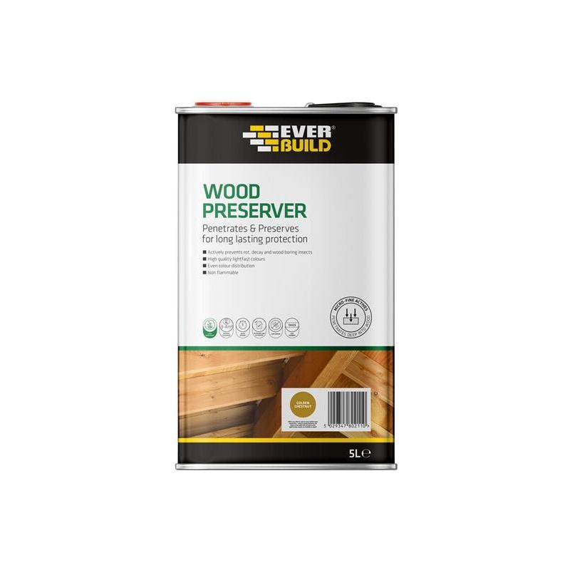 Everbuild Sika Wood Preserver Golden Chestnut 5 litre Everbuild Sika - Dynamic Drive