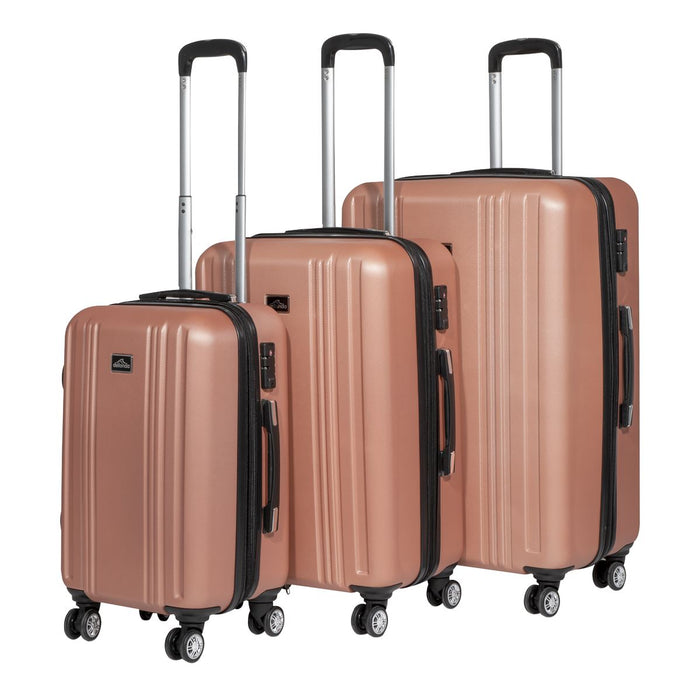 Dellonda 3-Piece Lightweight ABS Luggage Set with TSA Lock  Rose Gold Dellonda  - Dynamic Drive