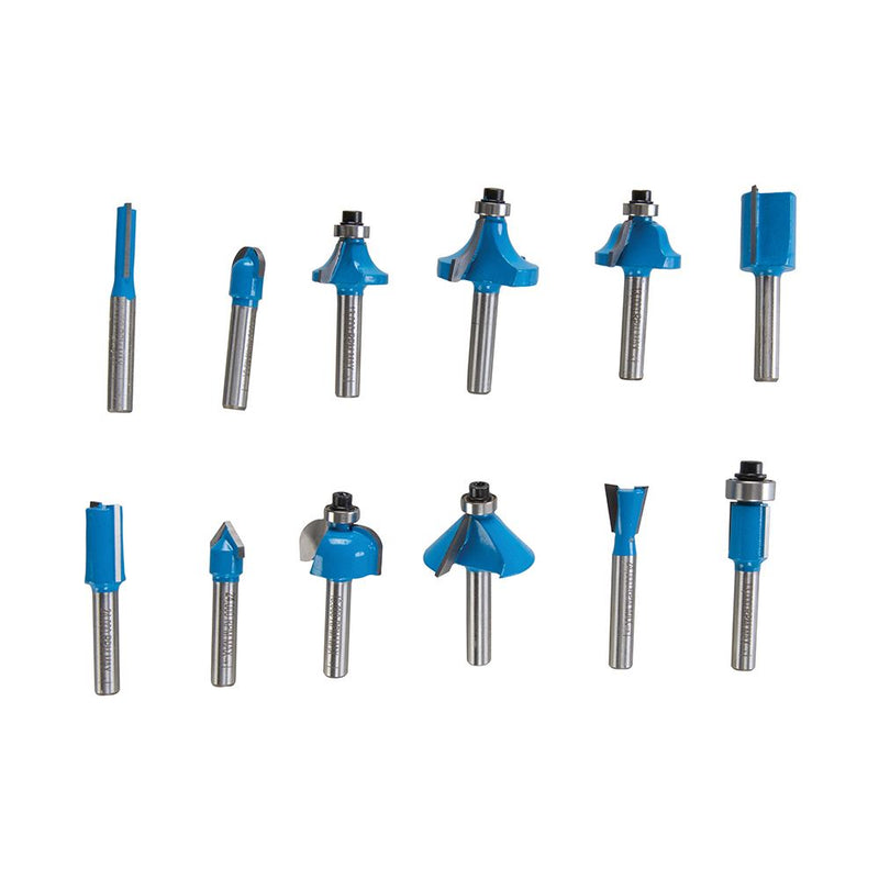 Silverline 1/4" TCT Router Bit Set 12pce 1/4" Silverline - Dynamic Drive
