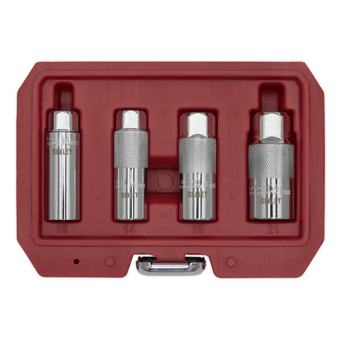 Sealey Spark Plug Socket Set 4pc 3/8" Drive 14mm 16mm 21mm Sockets Thin Wall Sealey  - Dynamic Drive