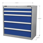 Sealey Industrial Cabinet 5 Drawer API9005 Sealey - Dynamic Drive