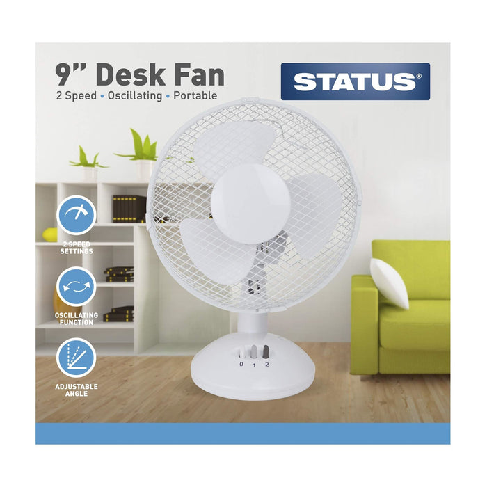 MDS1203 Status 9 White Desk Fan S9DESKFAN1PKB Status - Dynamic Drive