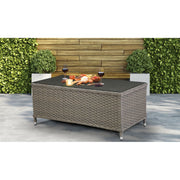 Dellonda Chester Rattan Wicker Outdoor Balcony Table with Tempered Glass Top Dellonda - Dynamic Drive