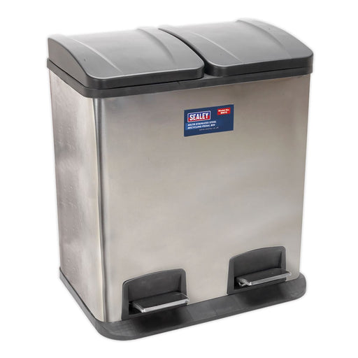 Sealey Pedal Bin Recycling 40L Stainless Steel BM73 Sealey - Dynamic Drive