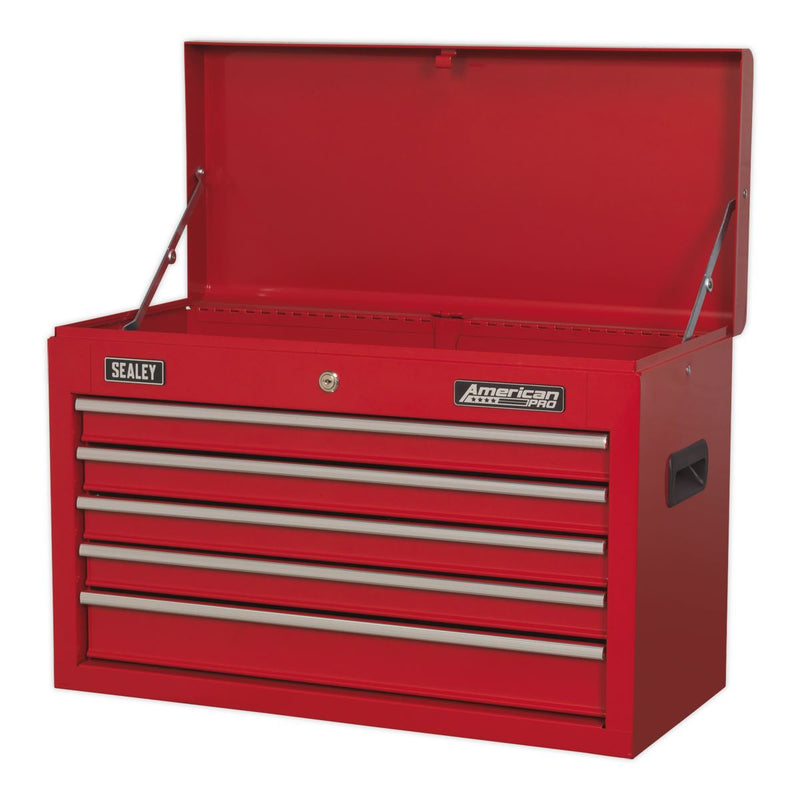 Sealey Topchest 5 Drawer with Ball-Bearing Slides Red AP225 Sealey - Dynamic Drive