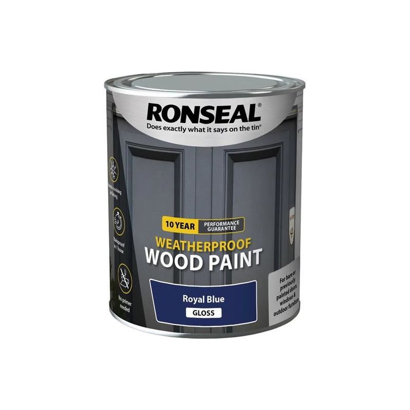 Ronseal 10 Year Weatherproof Wood Paint Royal Blue Gloss 750ml Ronseal - Dynamic Drive