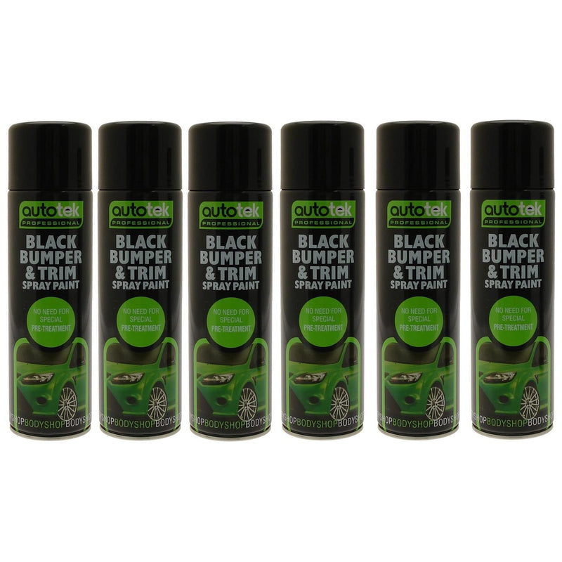 6x Autotek Professional Black Bumper and Trim 500ml Spray Paint High Coverage Autotek - Dynamic Drive