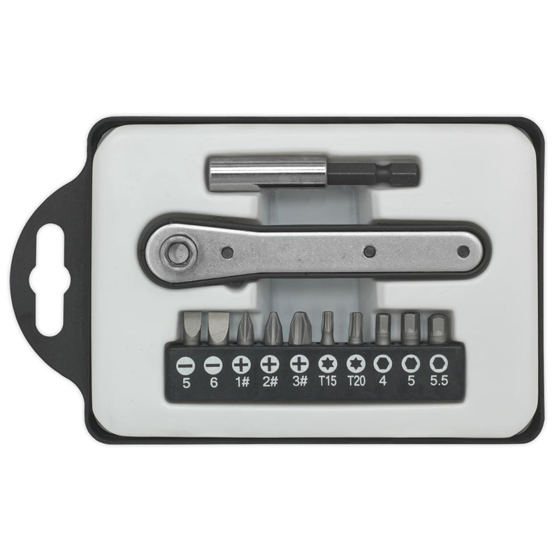 Siegen 12pc Ratchet Driver Bit Set in Case Screwdriver Slotted Phillips Trx Bits Siegen  - Dynamic Drive
